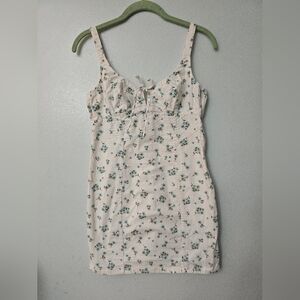 Victoria’s Secret Floral Stretchy Denim Corset Cami Cream Dress Midi Medium